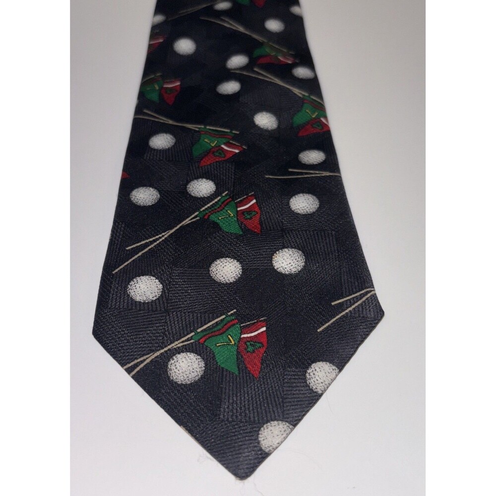 Golf Necktie Mens Puritan Special Edition Flags Black 100% Polyester 57"L